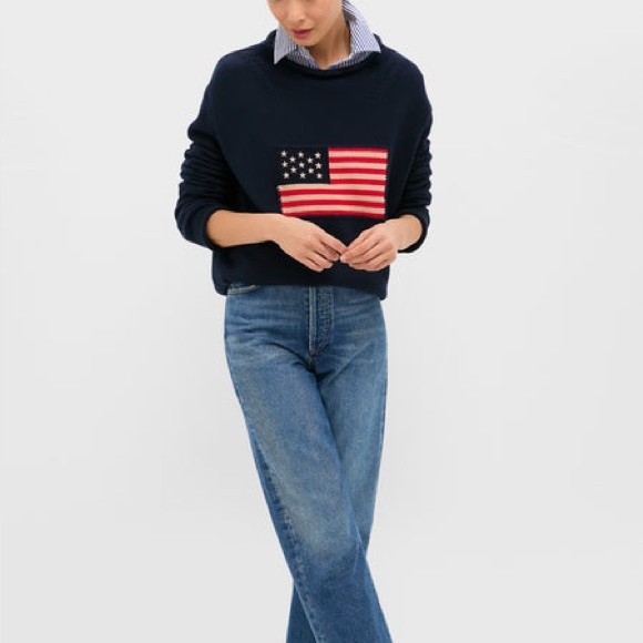 TUCKERNUCK Navy Cotton Americana Sweater | Sz Med - Picture 2 of 12